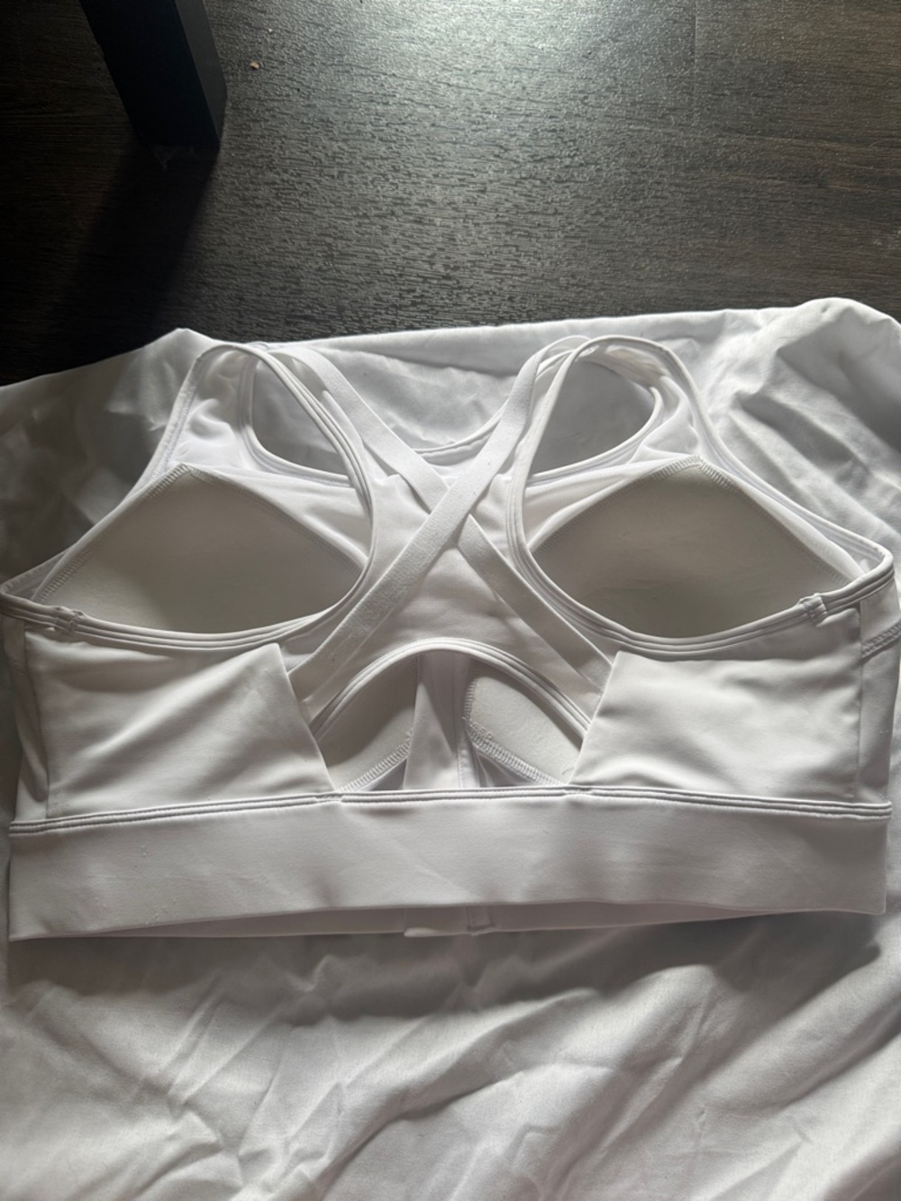 Front-Zip White Sports Bra with Supportive Racerback - Picture 2 of 4